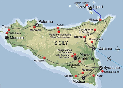 Sicily Tour with Rosa Map